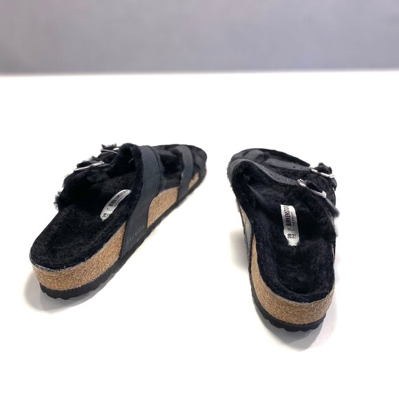 Foot Heaven! Birkenstock Mayari Shearling Fur Sandals in Black, Size 38, Size 8 - Picture 8 of 9